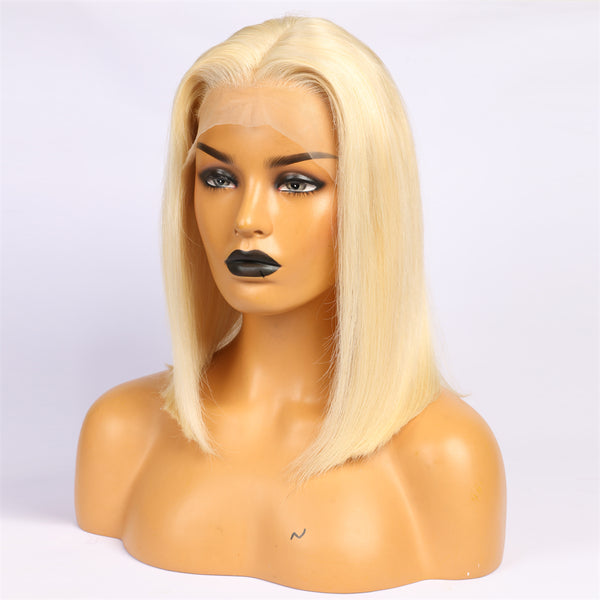 Lace Front Blonde  Bob Wig Real Human Hair Style