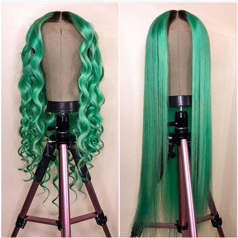 Peruvian Hair Lace Front Fashion Emerald Green Wigs