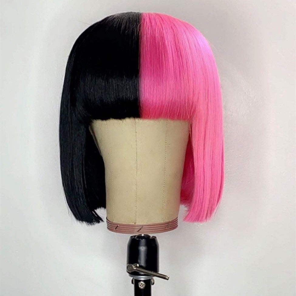 half black half hot pink hair