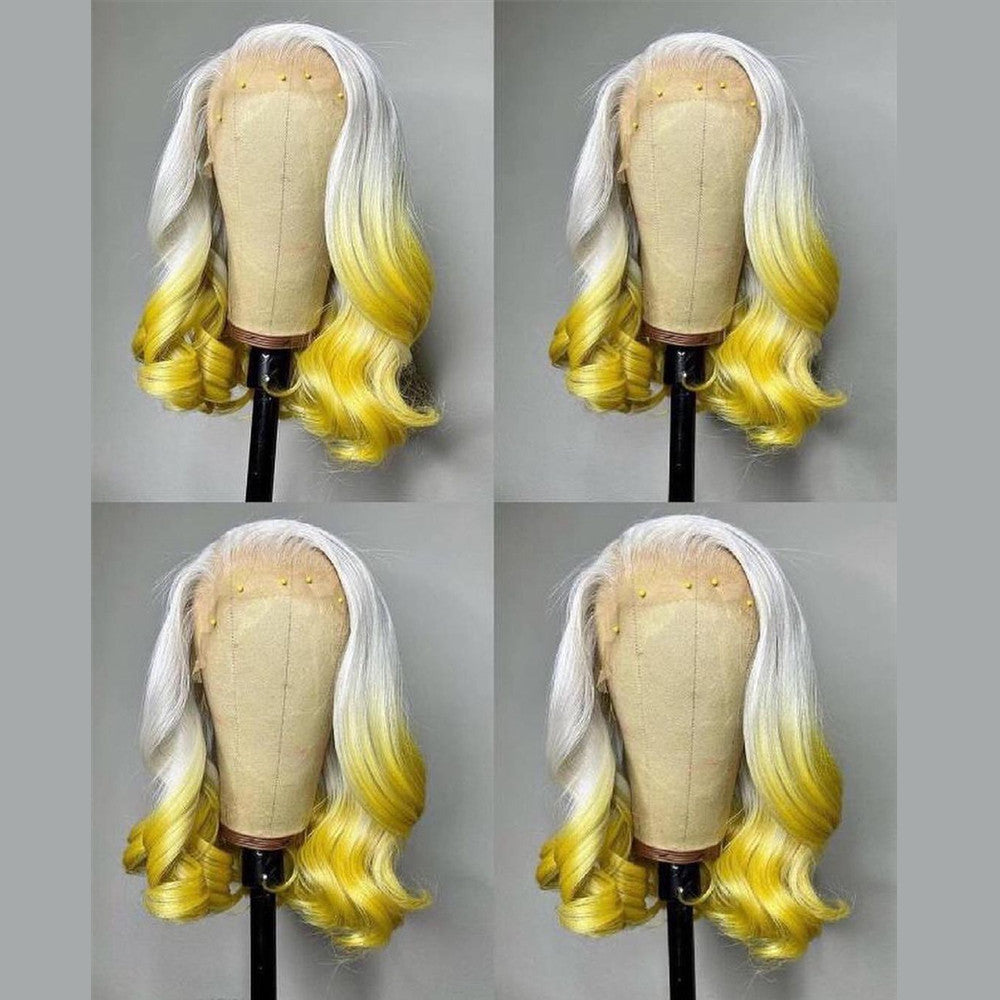 Ombre White Yellow Lace Front Wig NHA White Yellow Ombre Lace Front Wig – newhairagenda main image 4