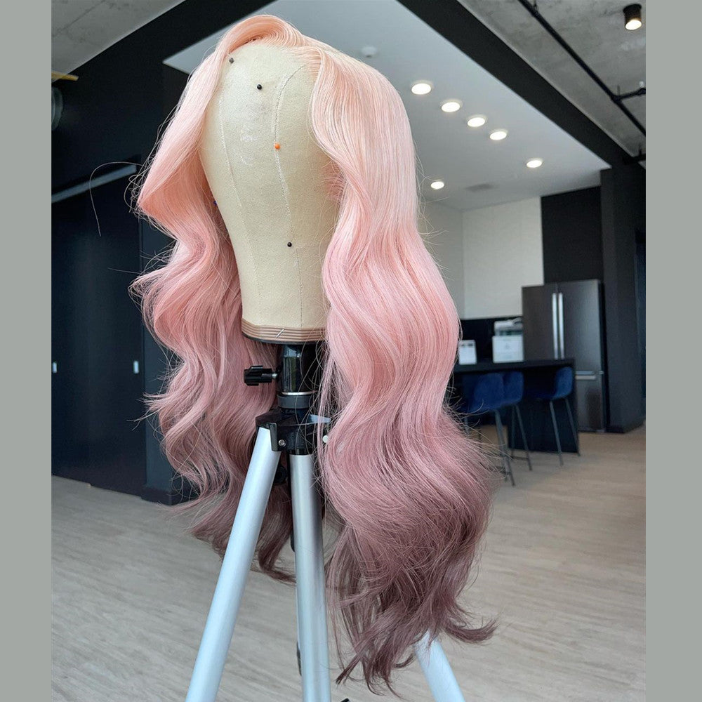 Human Hair Blonde with Pink Ombre Color Lace Front Wig – Prosp