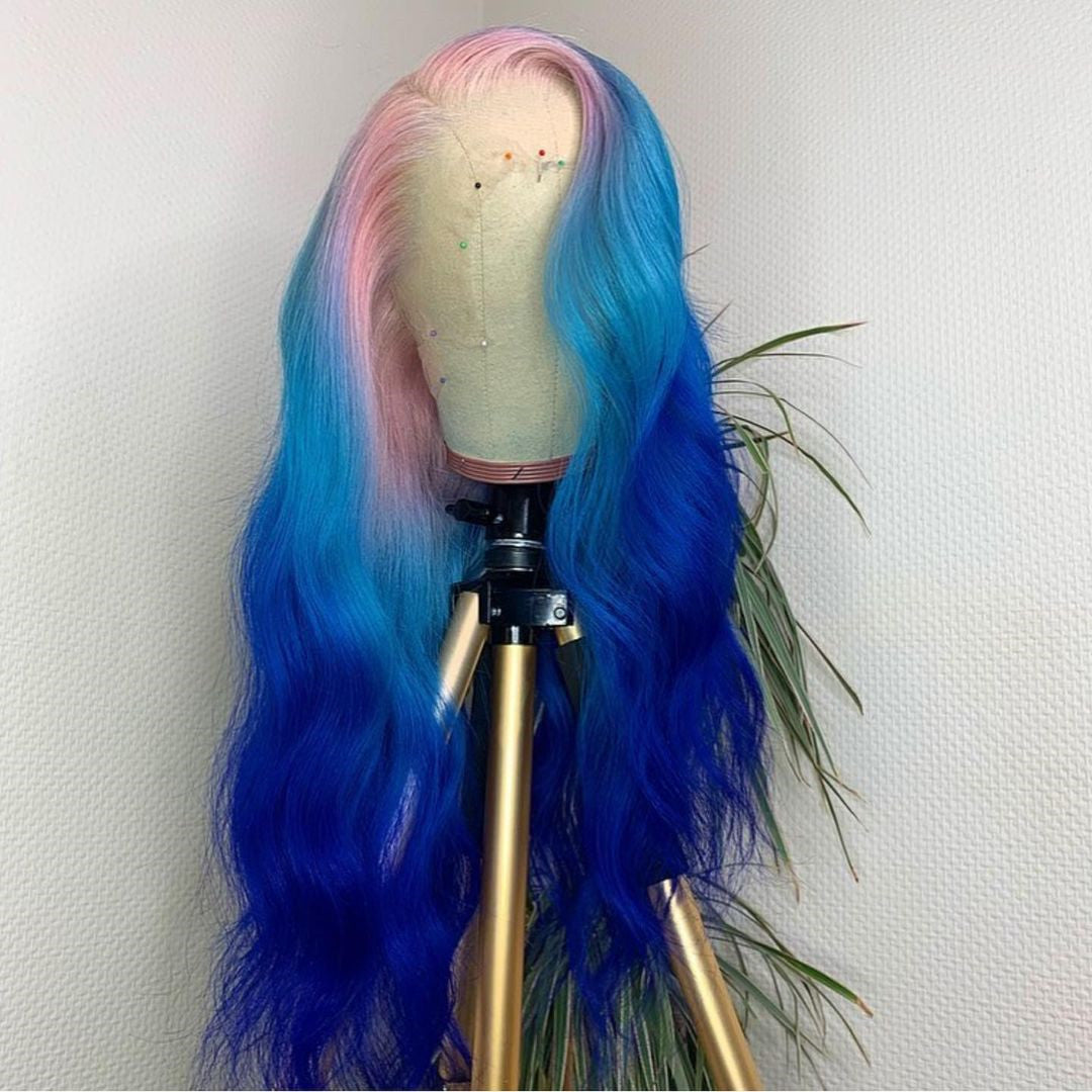 Pink and deals blue wig