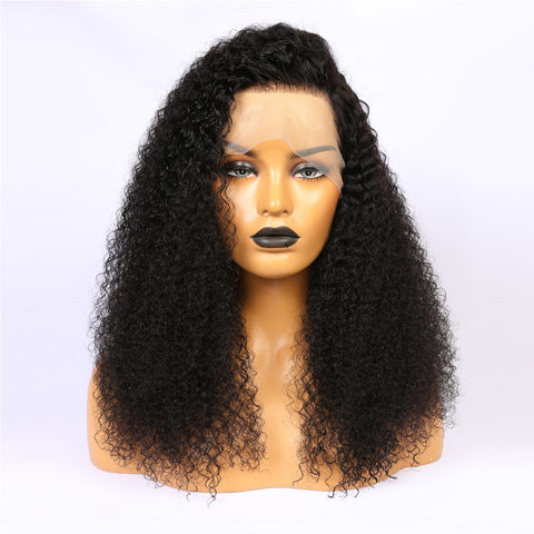 Virgin Human Hair Full Lace Kinky Curly Natural Color Wigs