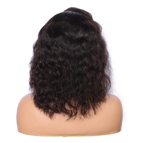 Brazilian Human Hair Black Color Deep Wave Style Lace Front Wig