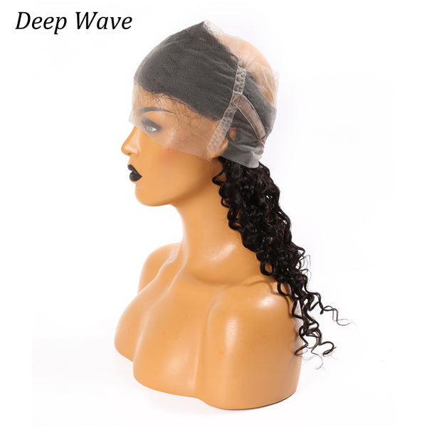 Human Hair Deep Wave 360 Lace Frontal Closure