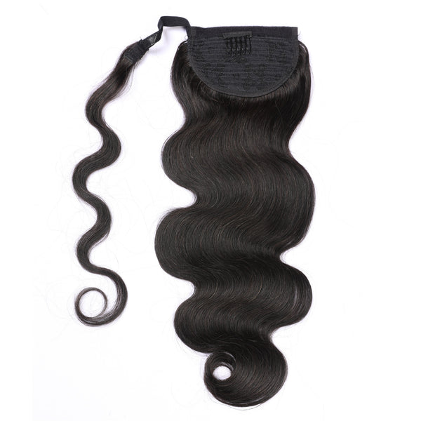 Human Hair Ponytail Extensions Natural Color Body Wave Style