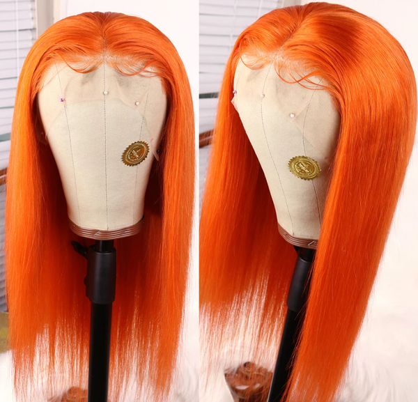 Fashion Peruvian Hair Lace Front Fall Orange Color Styled Wig