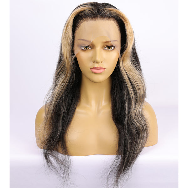 Human Hair Natural Color With Blonde Style Full Lace Wig
