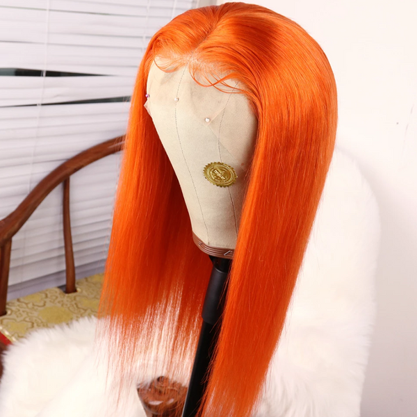 Fashion Peruvian Hair Lace Front Fall Orange Color Styled Wig