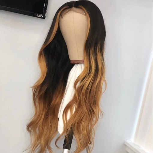 Brazilian Hair Lace Front Body Wave Blond Ombre Color Wig