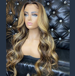 Brazilian Hair Blond Ombre Color HD Transparent Lace Front Wig