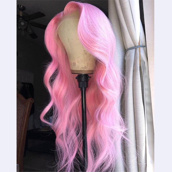 Peruvian Hair Lace Front Body Wave Light Pink Style Wig