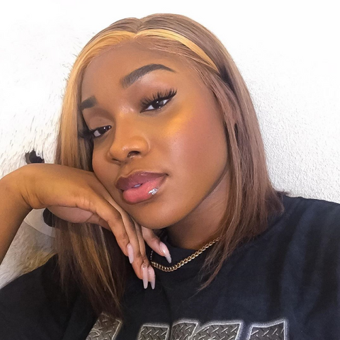 Peruvian Hair Lace Front Bob Wigs Blonde Highlight Style